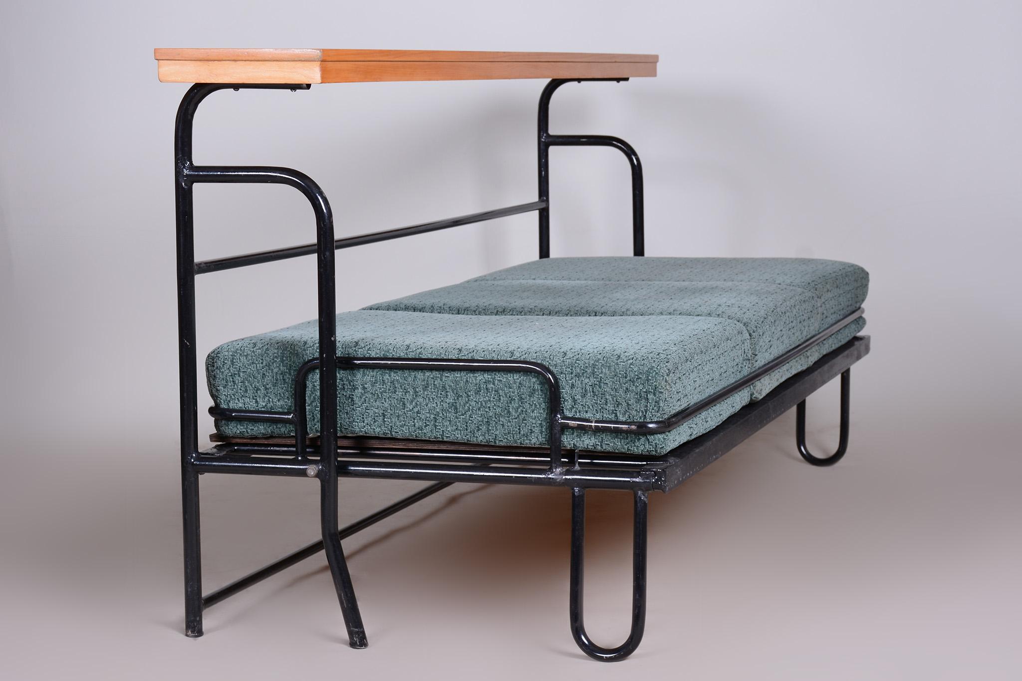 Sofá Bauhaus marrón y azul fabricado en Chequia en los años 30 en venta 8