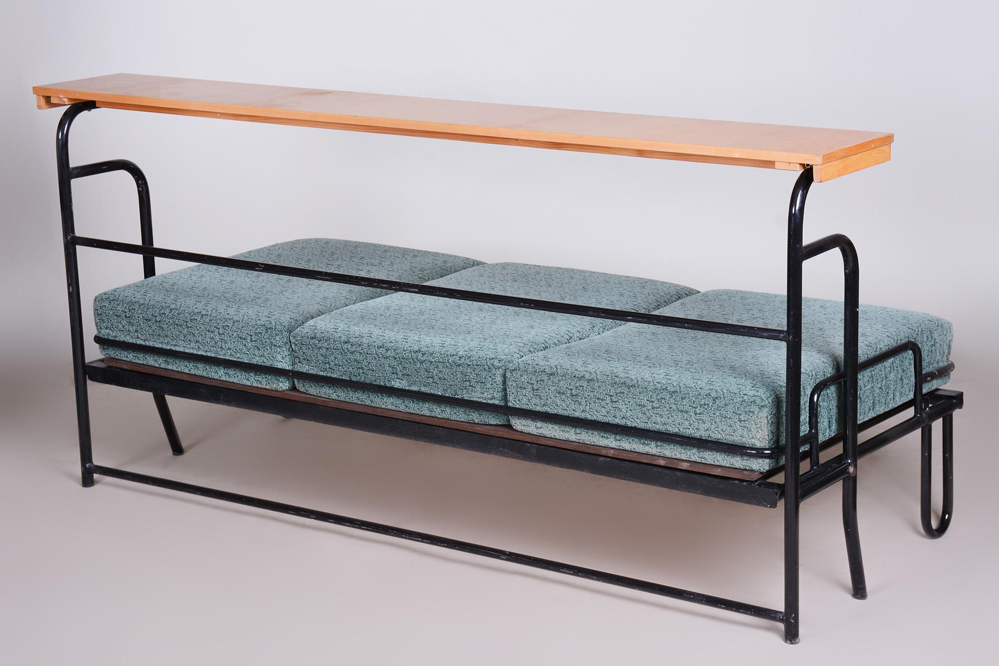 Sofá Bauhaus marrón y azul fabricado en Chequia en los años 30 en venta 10