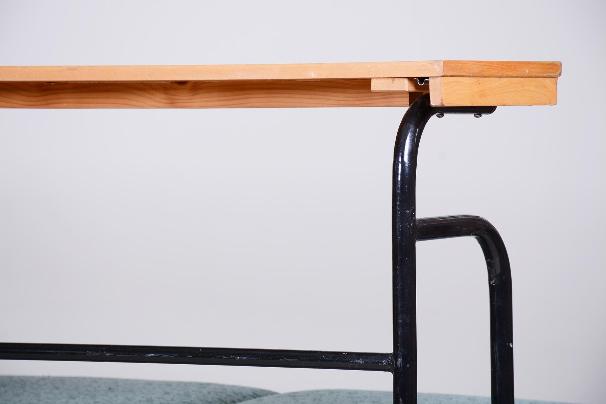 Sofá Bauhaus marrón y azul fabricado en Chequia en los años 30 en venta 11