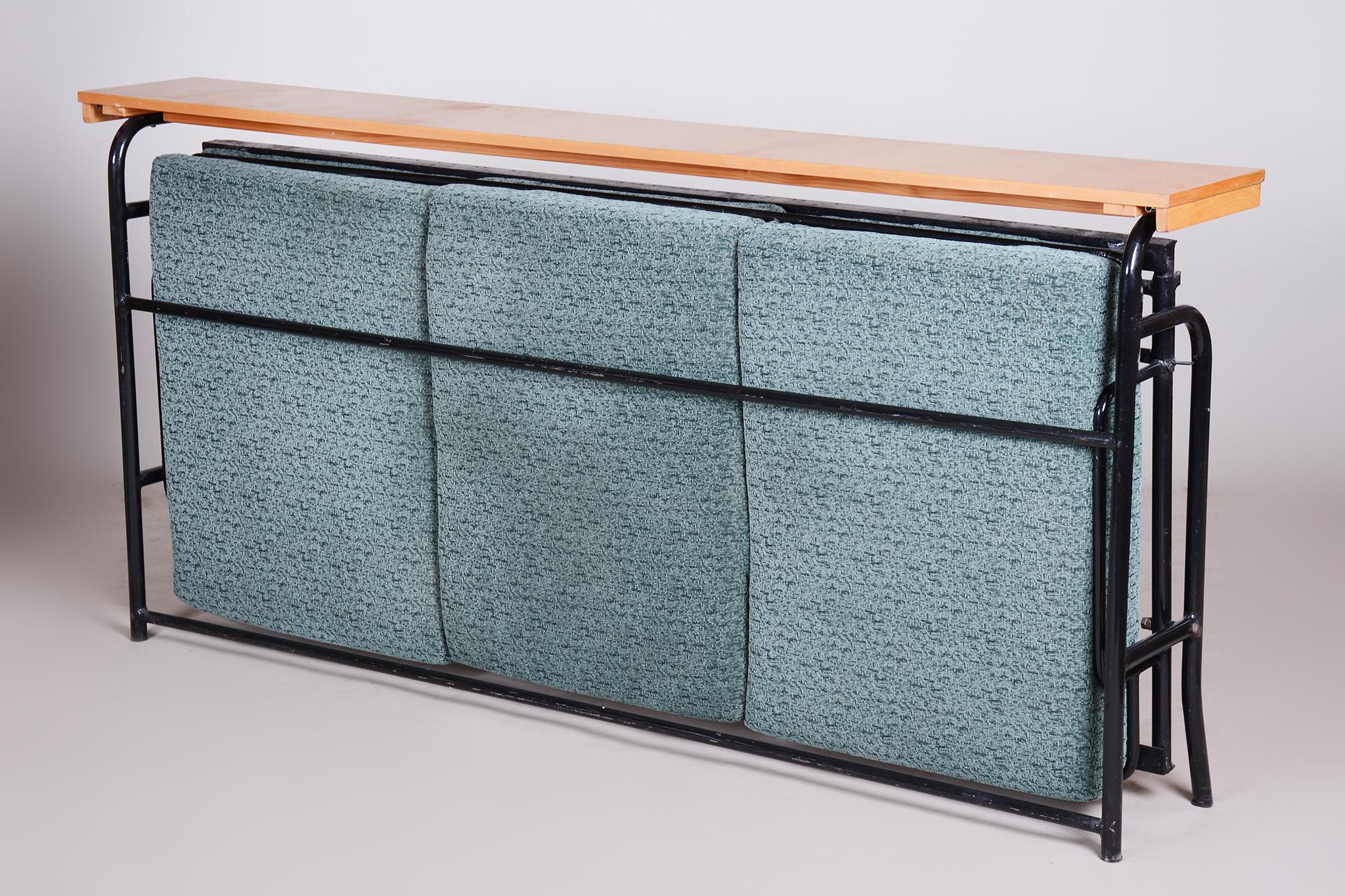 Sofá Bauhaus marrón y azul fabricado en Chequia en los años 30 en venta 13