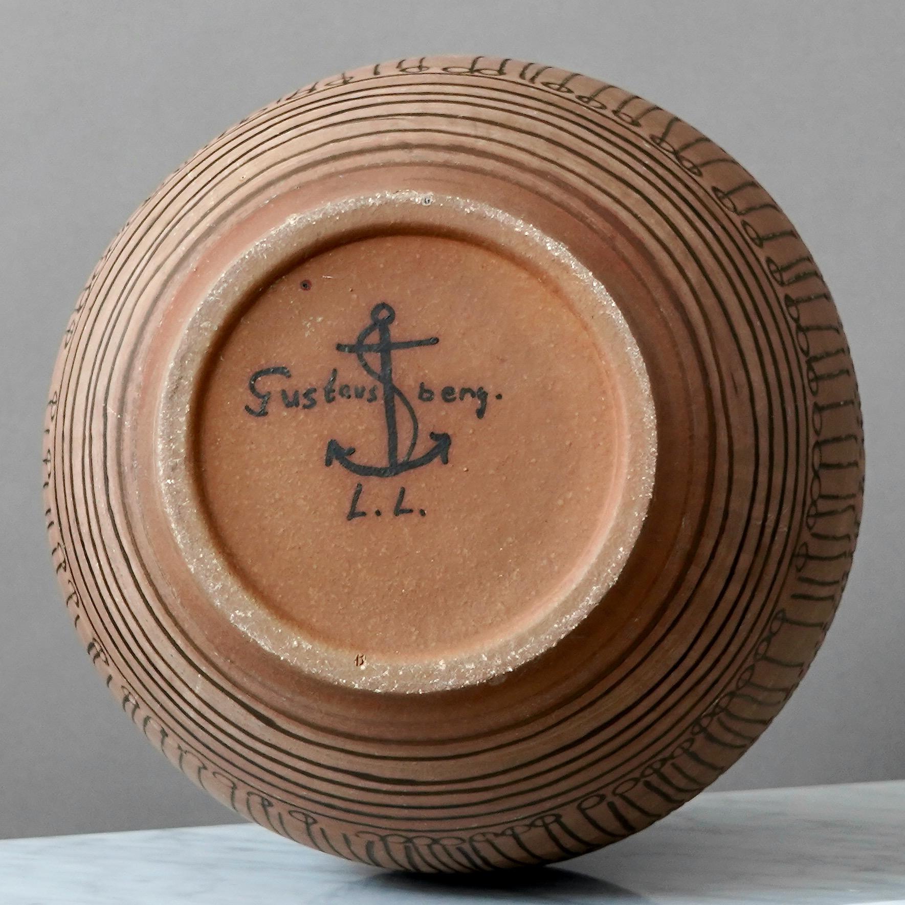 Vaso da terra marrone e blu di Lisa Larson per Gustavsberg, Svezia, anni '60 in vendita 2