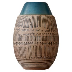 Brown and Blue Floor Vase by Lisa Larson for Gustavsberg, Sweden, 1960s
