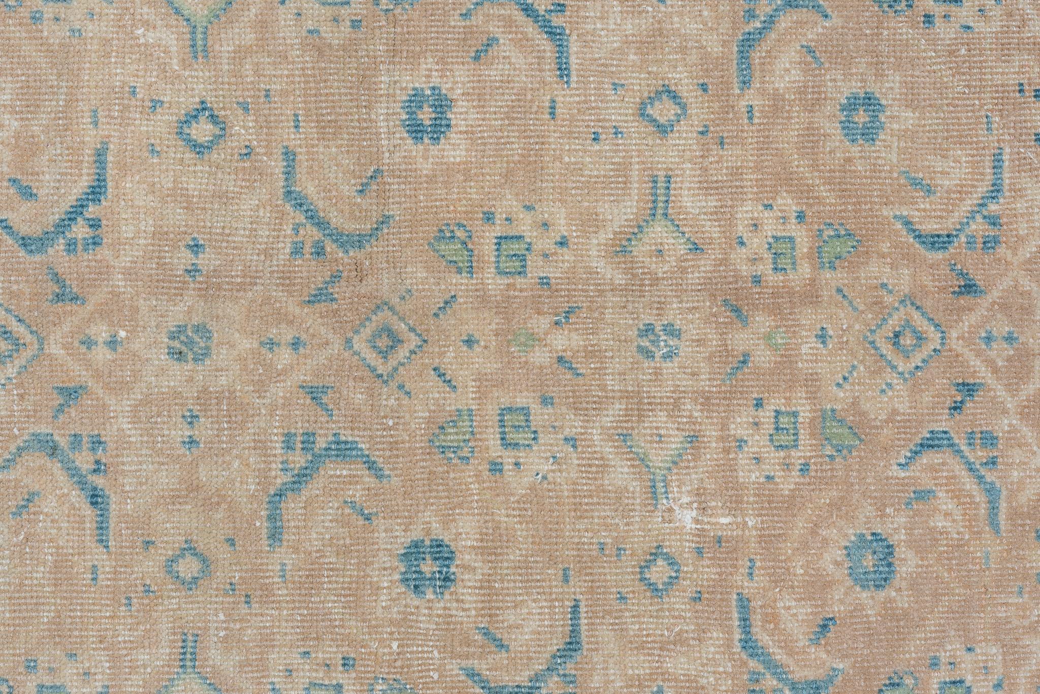 Brauner und blauer Oushak mit floraler Bordüre und blauen Akzenten im Angebot 1
