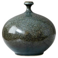 Brown and Blue Stoneware Vase by Yngve Blixt, Höganäs, Sweden, 1975