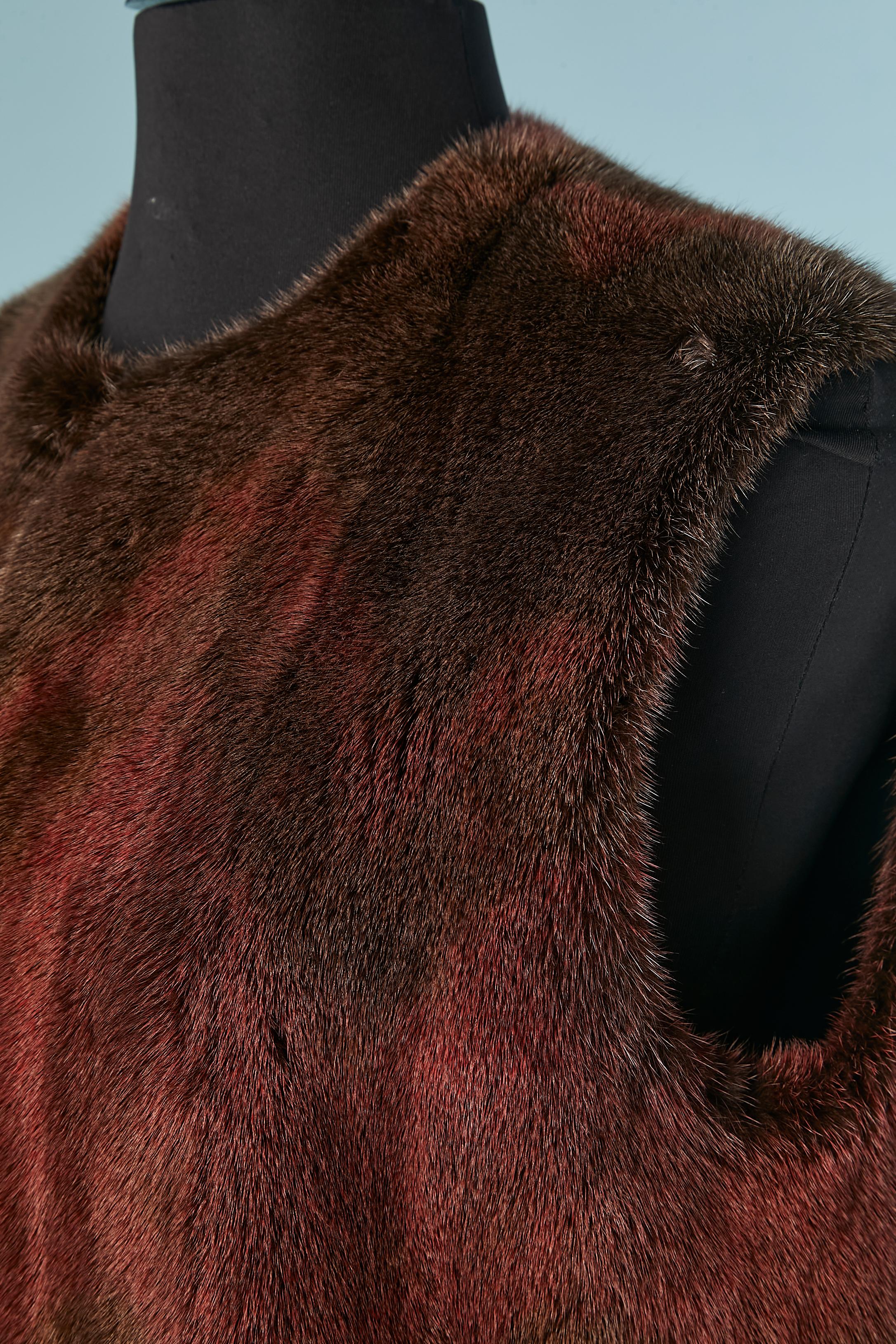 Rosso Gilet in visone marrone e bordeaux CHRISTIAN DIOR in vendita