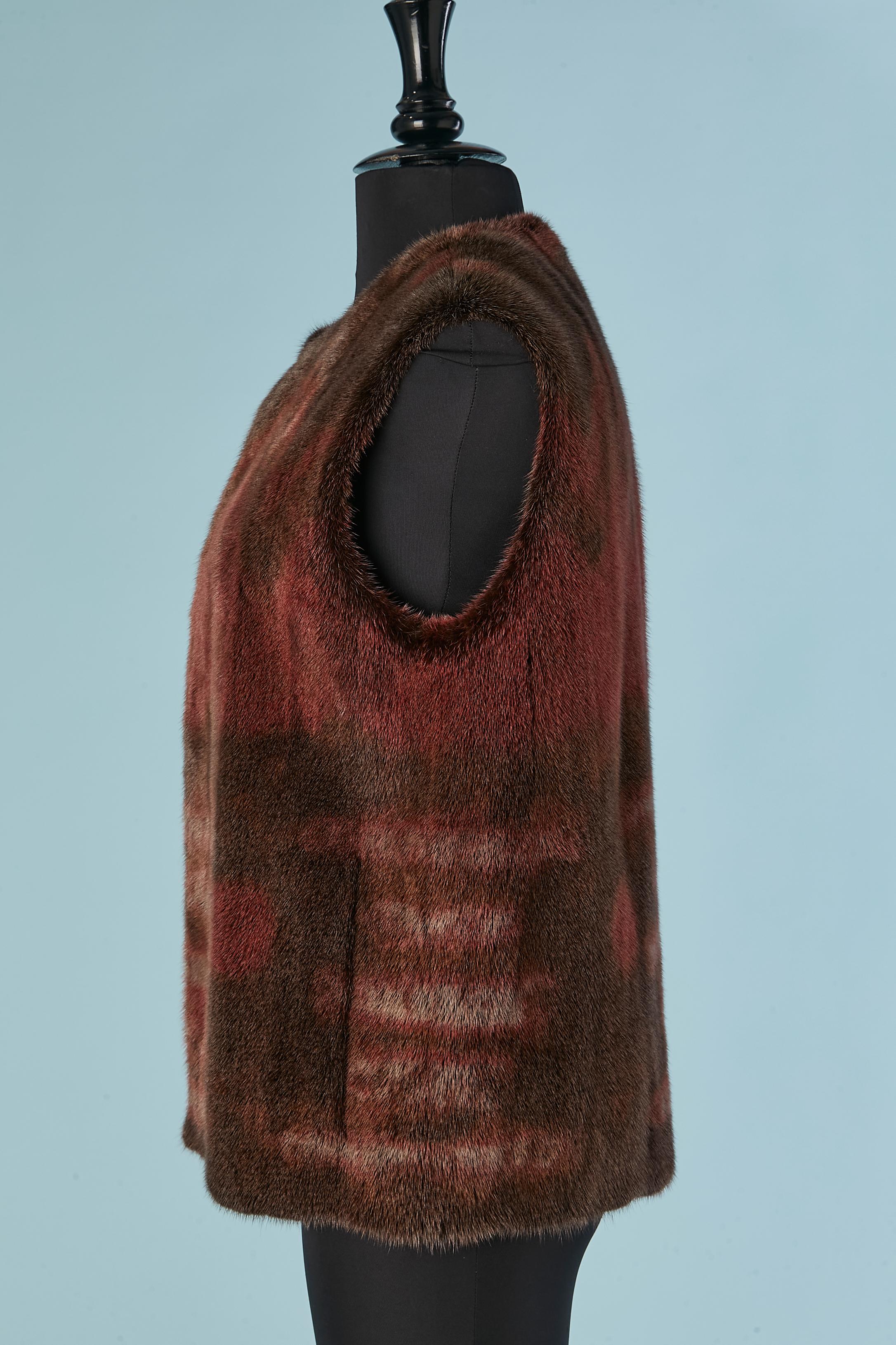 Gilet in visone marrone e bordeaux CHRISTIAN DIOR In condizioni Nuovo in vendita a Saint-Ouen-Sur-Seine, FR