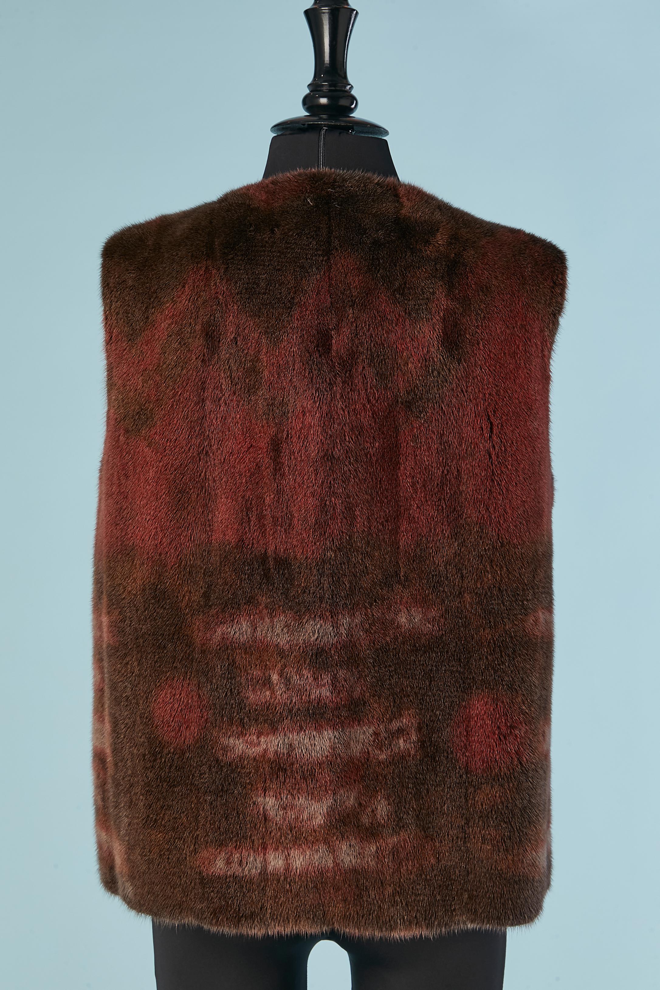 Donna Gilet in visone marrone e bordeaux CHRISTIAN DIOR in vendita