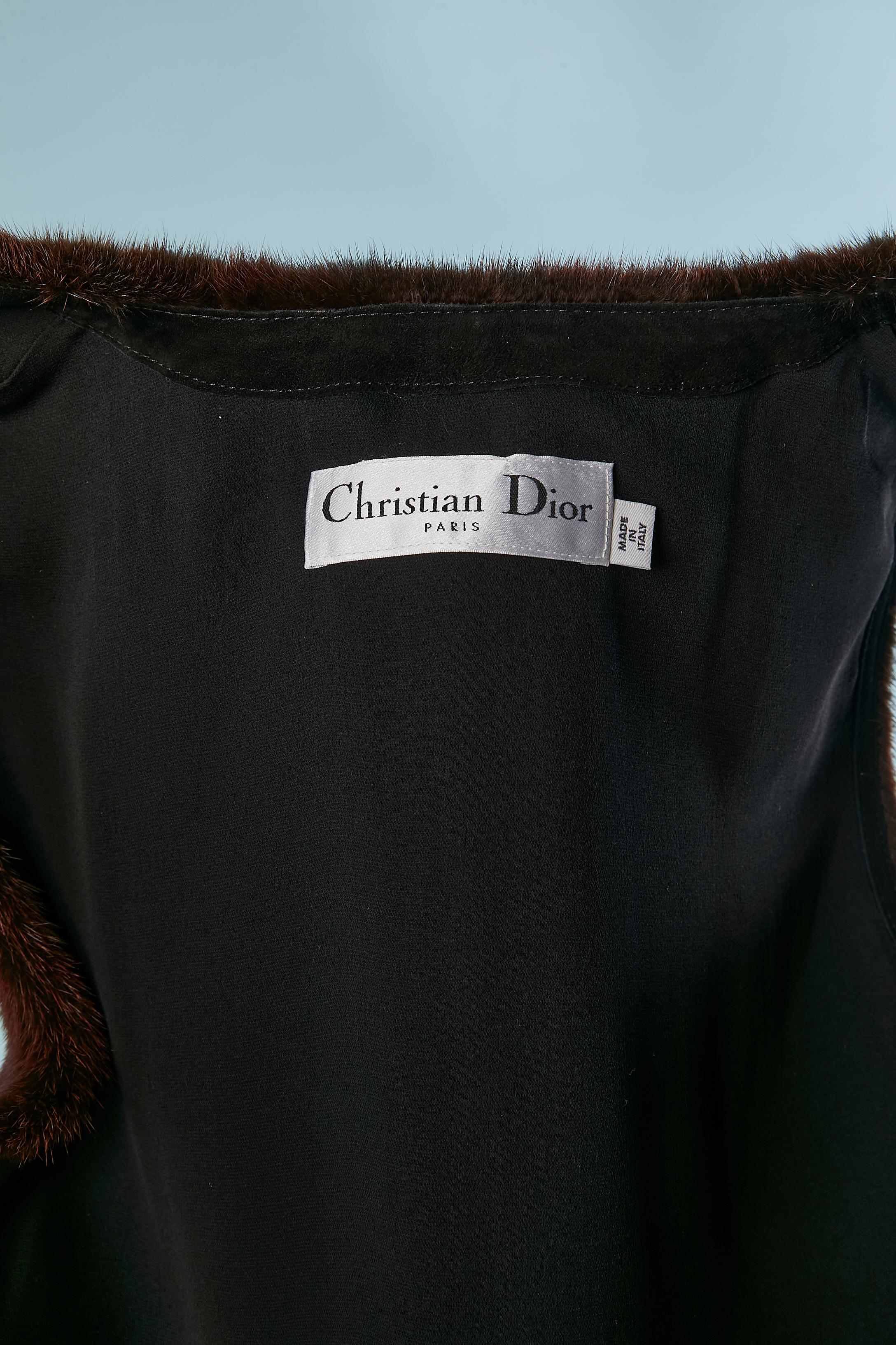 Gilet in visone marrone e bordeaux CHRISTIAN DIOR in vendita 1