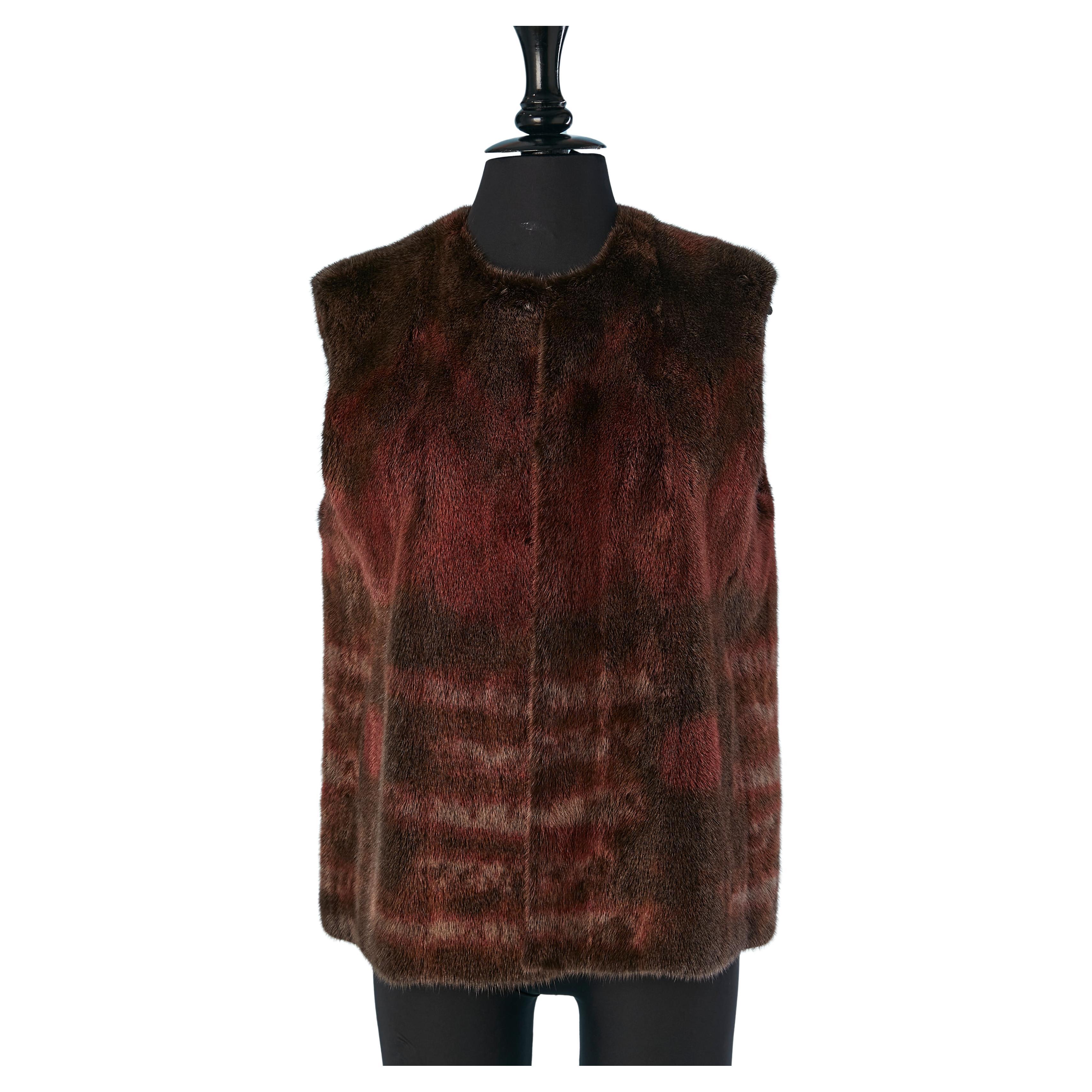 Brown and burgundy mink vest CHRISTIAN DIOR