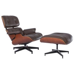 Brown and Cherry Herman Miller Original Eames Lounge Chair and Ottoman
