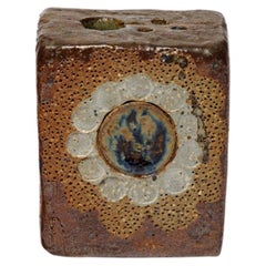 brown and colored 20th century design stoneware ceramic vase by La Borne Potter