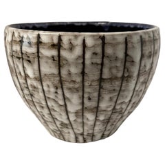 Brown And Cream Brutalist Large Open Mouth Vase, Hungary, 1940s