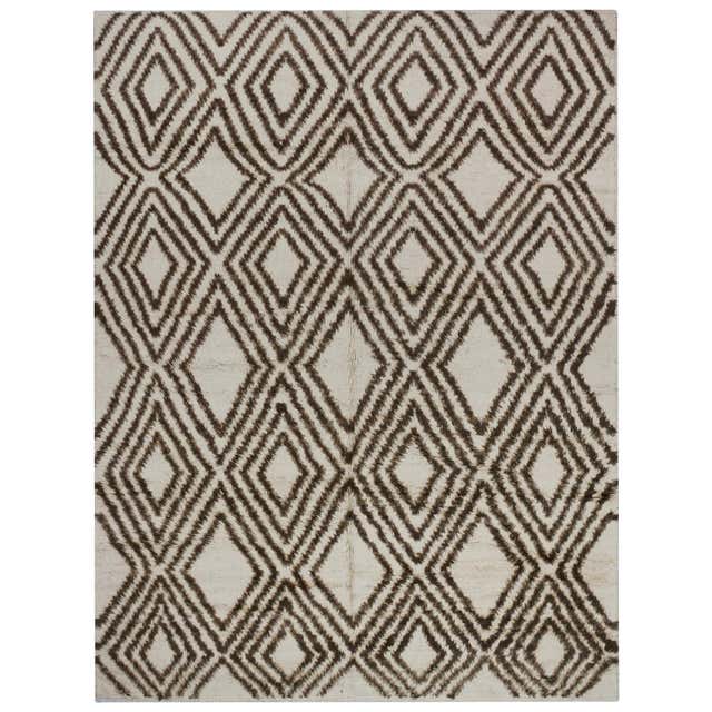 Brown and Cream Diamonds Moroccan Area Rug at 1stDibs