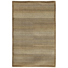 Orley Shabahang "Rain" Modern Persian Rug, Brown and Cream, 6' x 9'