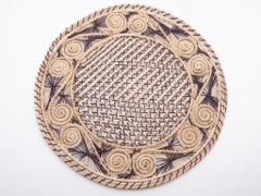 Brown and Cream Round Iraca Fibre Placemat