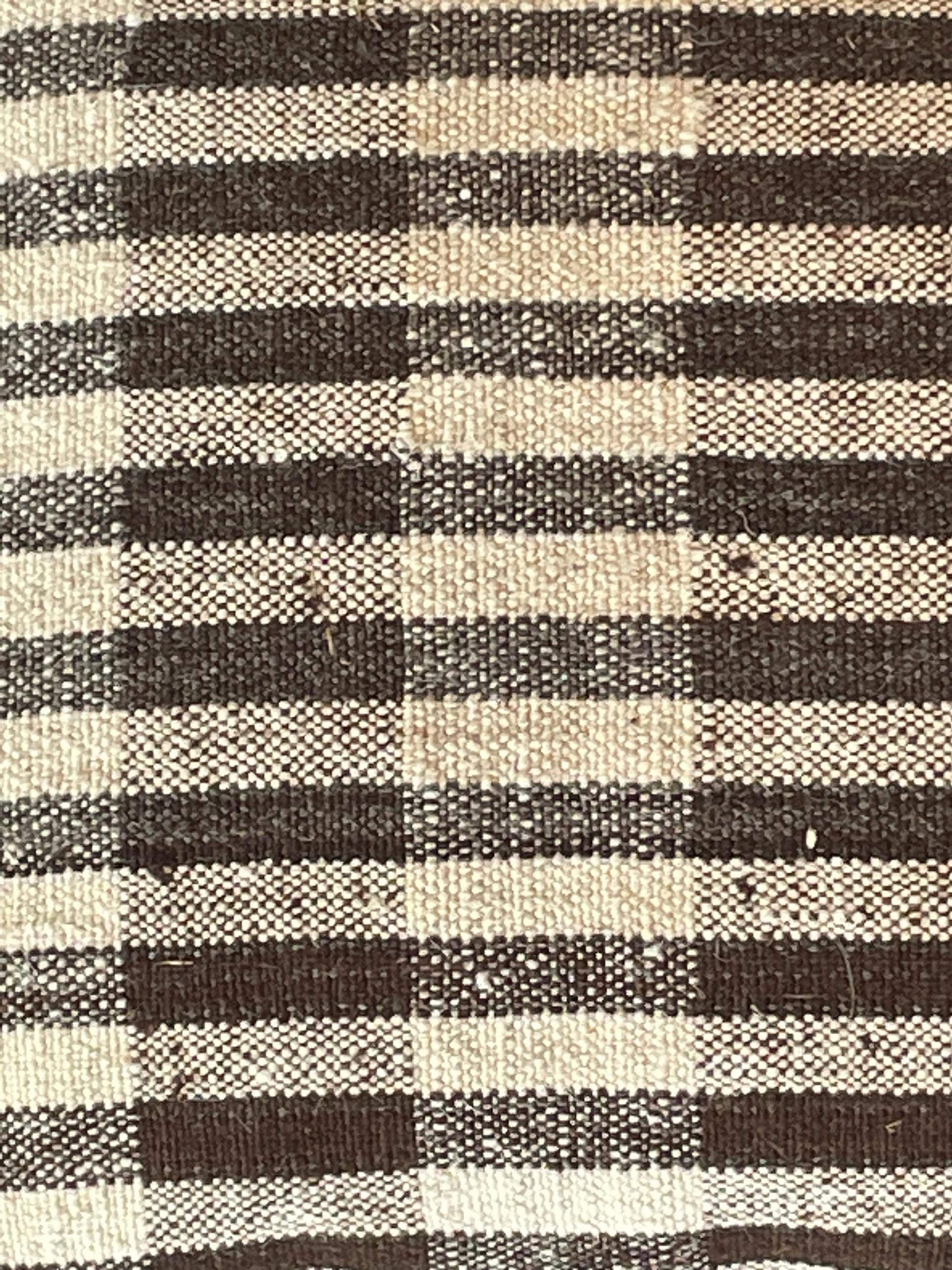Midcentury Portuguese pillow made from handwoven fabric used originally as flour sacks.
New down and feather insert.
Brown and cream stripes.