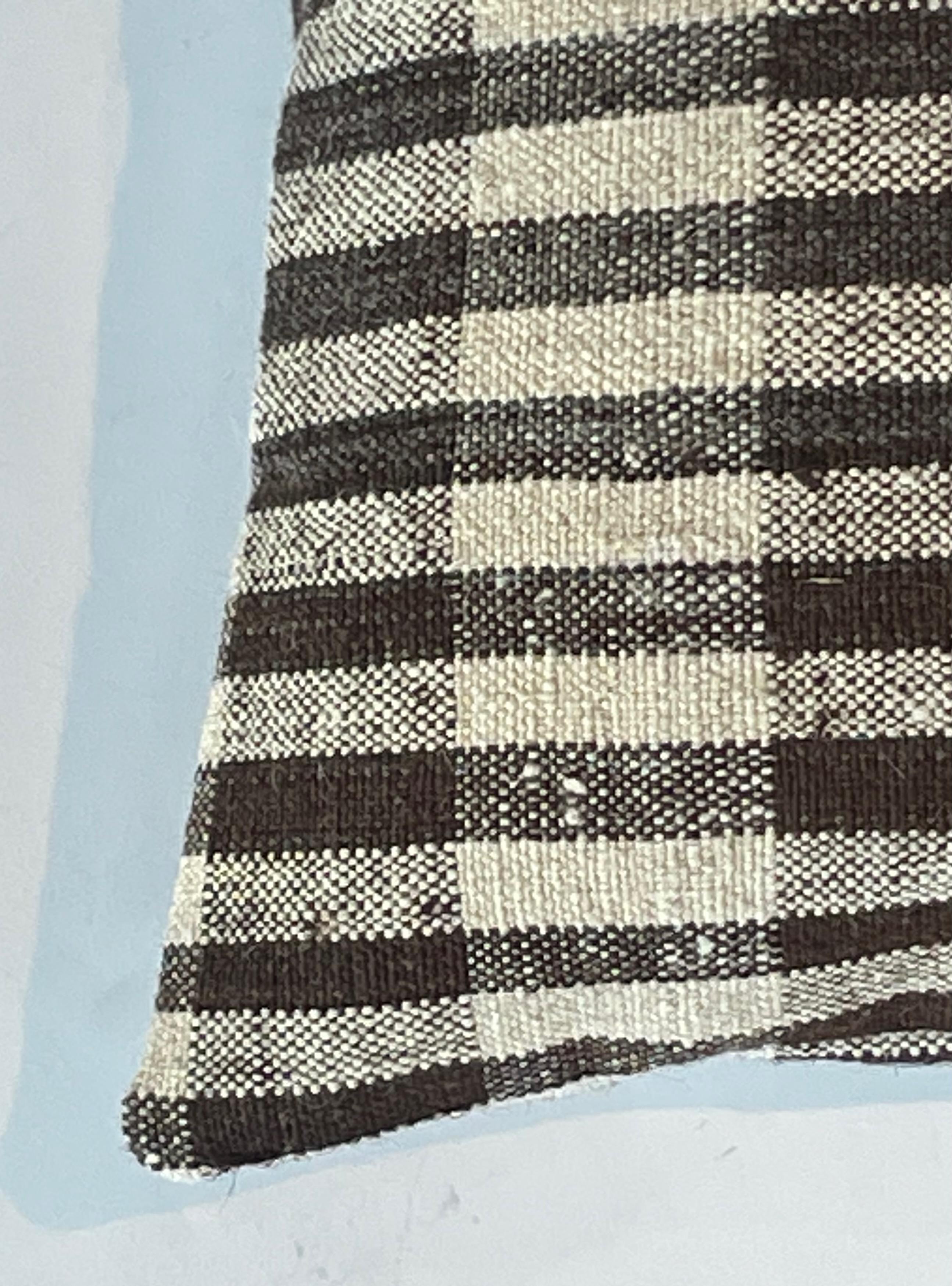 Brown and Cream Stripe Hand Woven Pillow, Portugal, Contemporary In New Condition For Sale In New York, NY