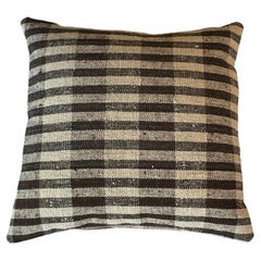 Brown and Cream Stripe Hand Woven Pillow, Portugal, Contemporary