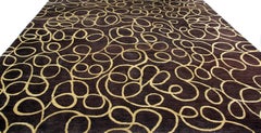 Brown and Cream Swirls Area Rug