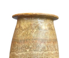 Brown And Cream Tall Bottle Shape Alabaster Vase, Egypt, Contemporary