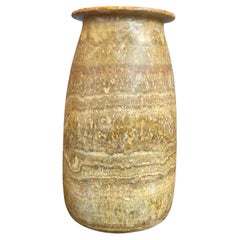 Brown And Cream Tall Bottle Shape Alabaster Vase, Egypt, Contemporary