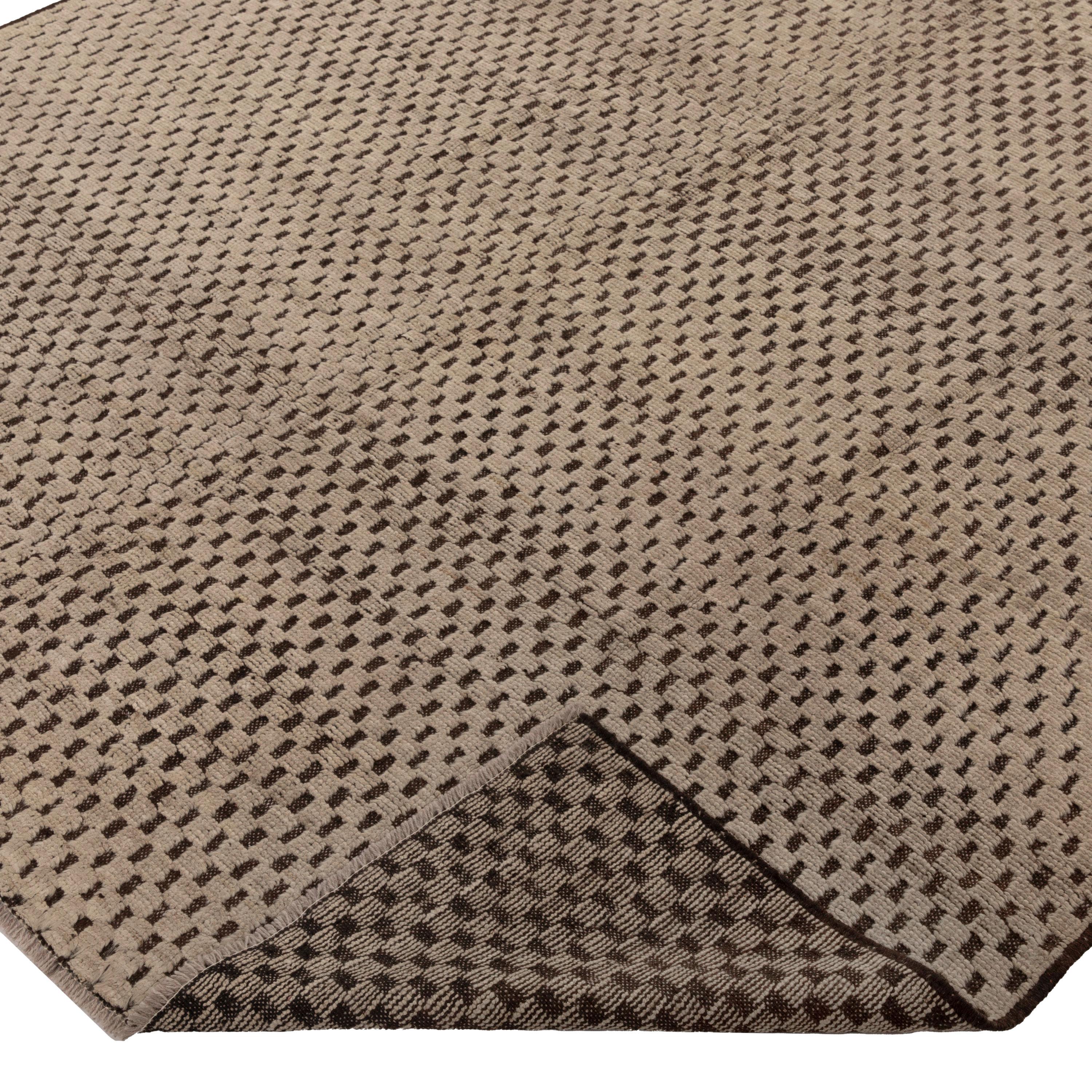 Afghan abc carpet Brown and Cream Zameen Modern Wool Rug - 6'5
