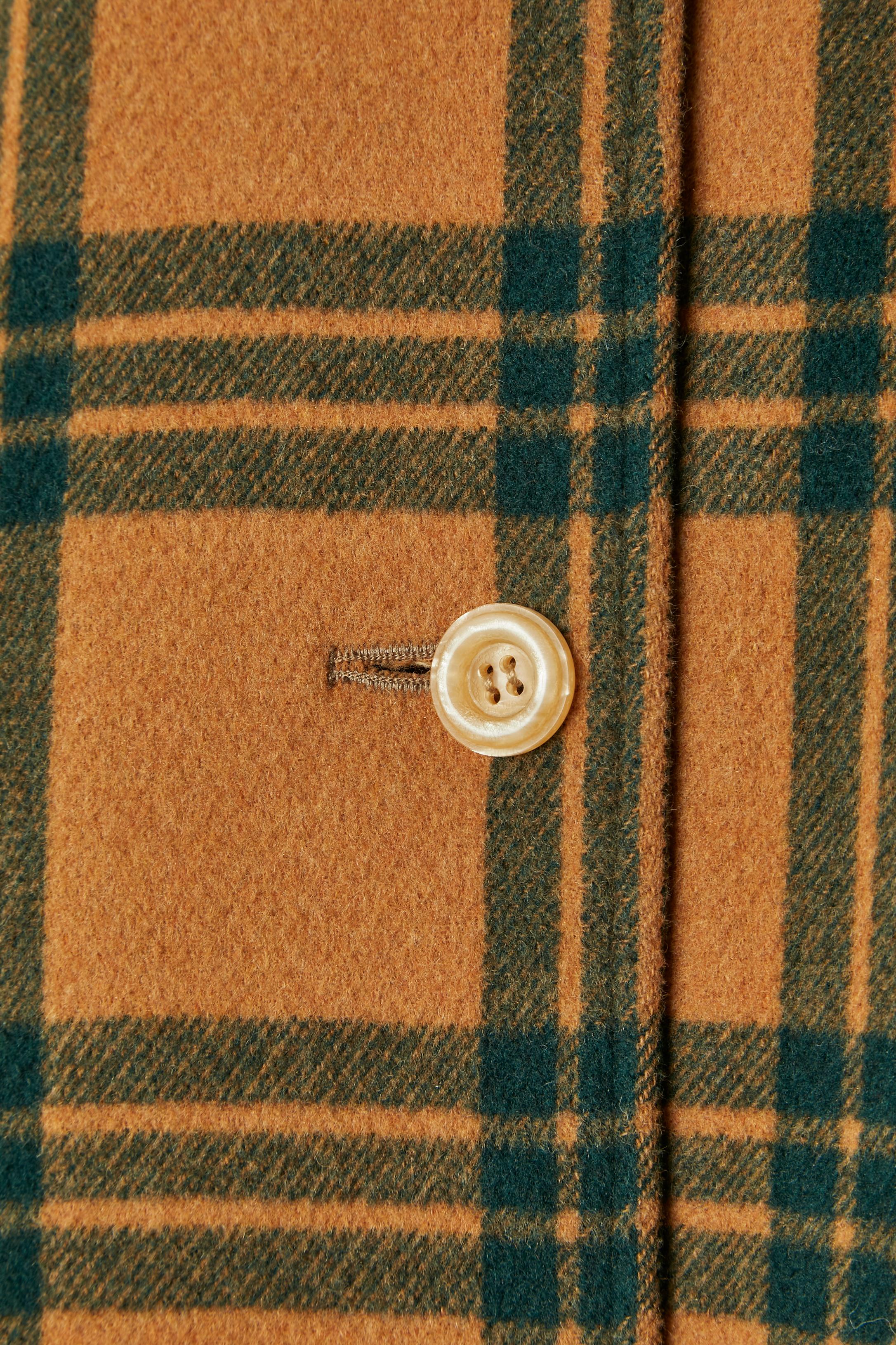 Marrone Mantella in lana marrone e verde scuro Circa anni '70 in vendita