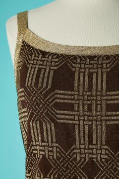 Brown and gold lurex jersey knit evening dress Pierre Balmain Les Tricots