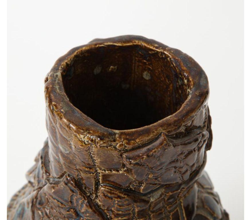 Brown and Green Glazed Ceramic Stoneware Vase For Sale 5