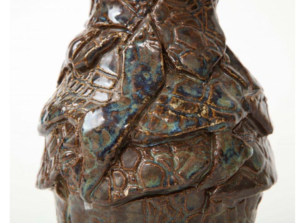 Brown and Green Glazed Ceramic Stoneware Vase For Sale 2