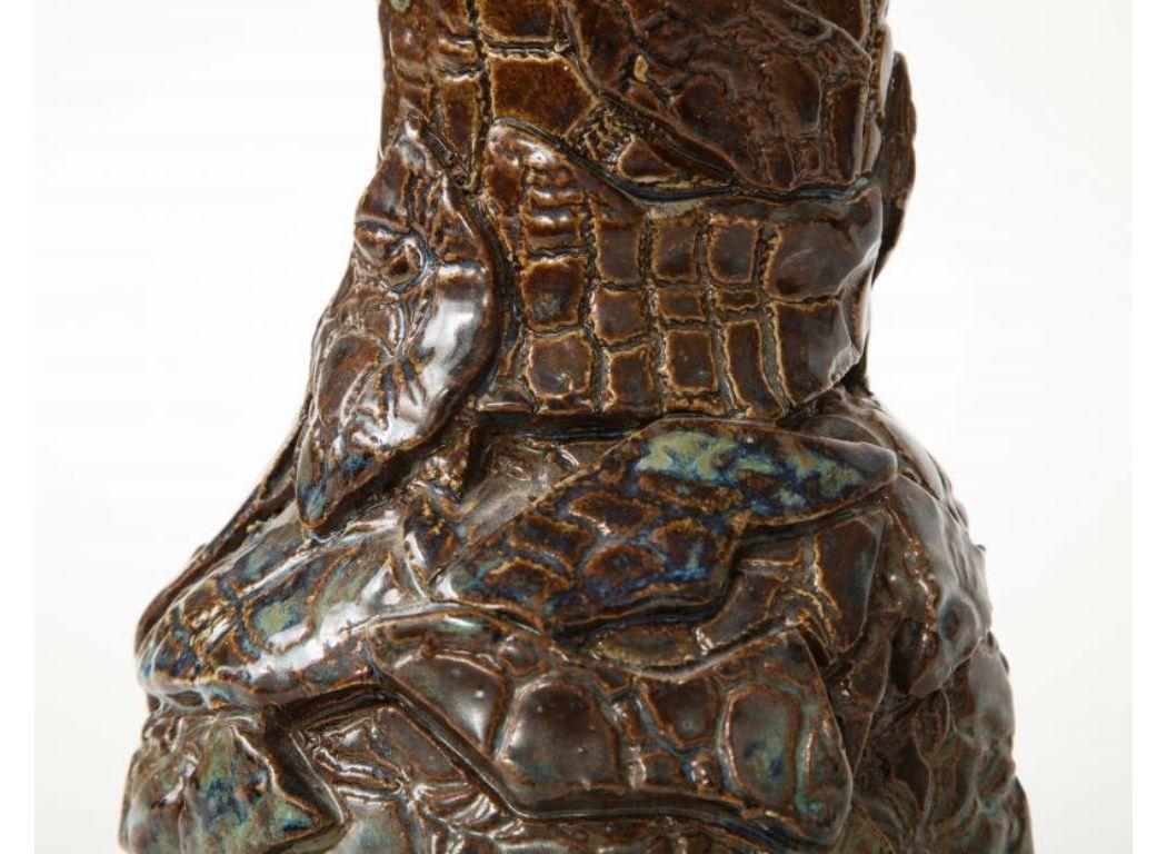 Brown and Green Glazed Ceramic Stoneware Vase For Sale 3