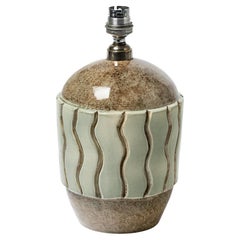 Brown and green glazed ceramic table lamp, circa 1930