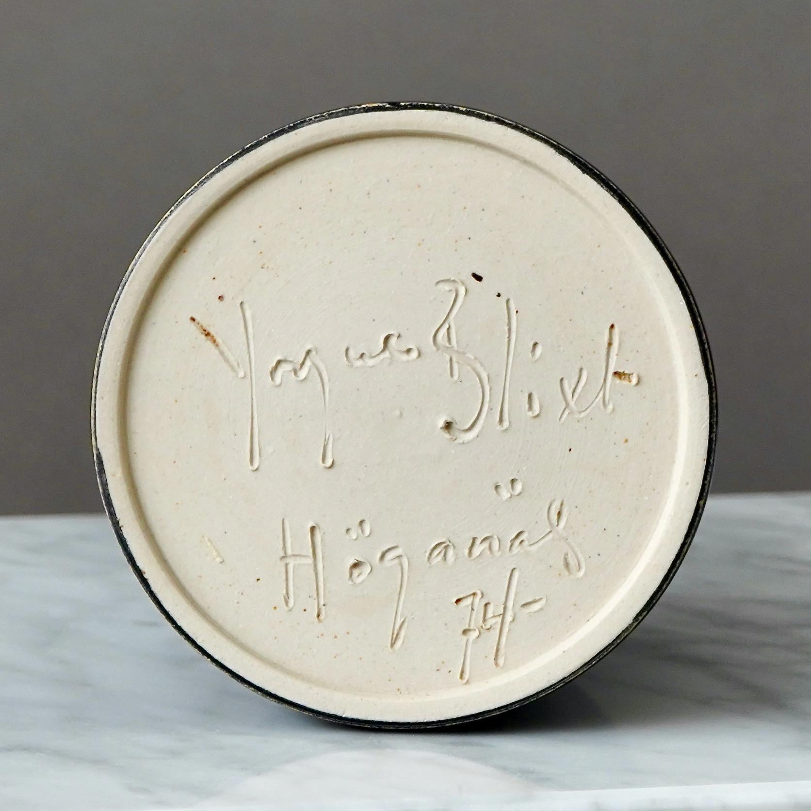 Vaso in gres marrone e verde di Yngve Blixt, Höganäs, Svezia, 1974 in vendita 2