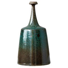 Vase aus braunem und grünem Steingut von Yngve Blixt, Höganäs, Schweden, 1974