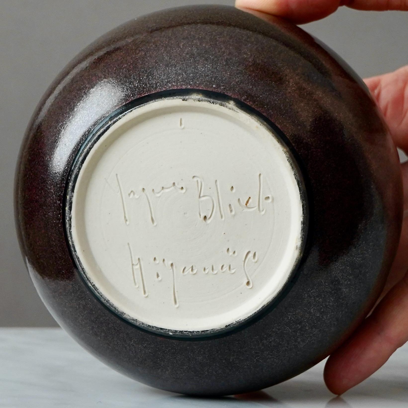 Vase aus braunem und grünem Steingut von Yngve Blixt, Höganäs, Schweden, 1975 im Angebot 1