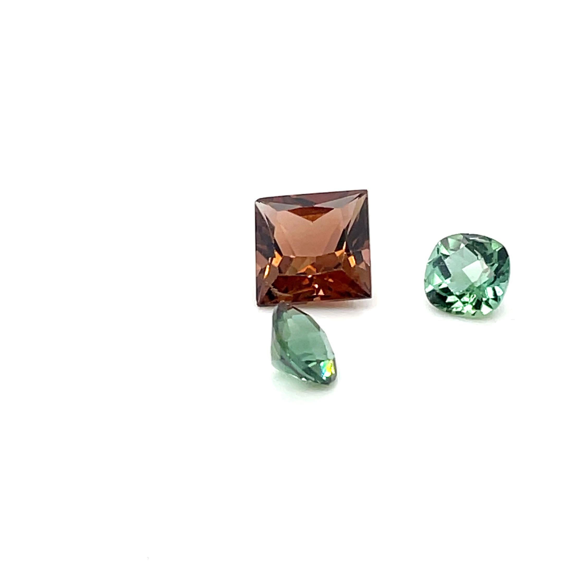 Contemporary Brown and Green Tourmaline Set Cts 7.43 For Sale