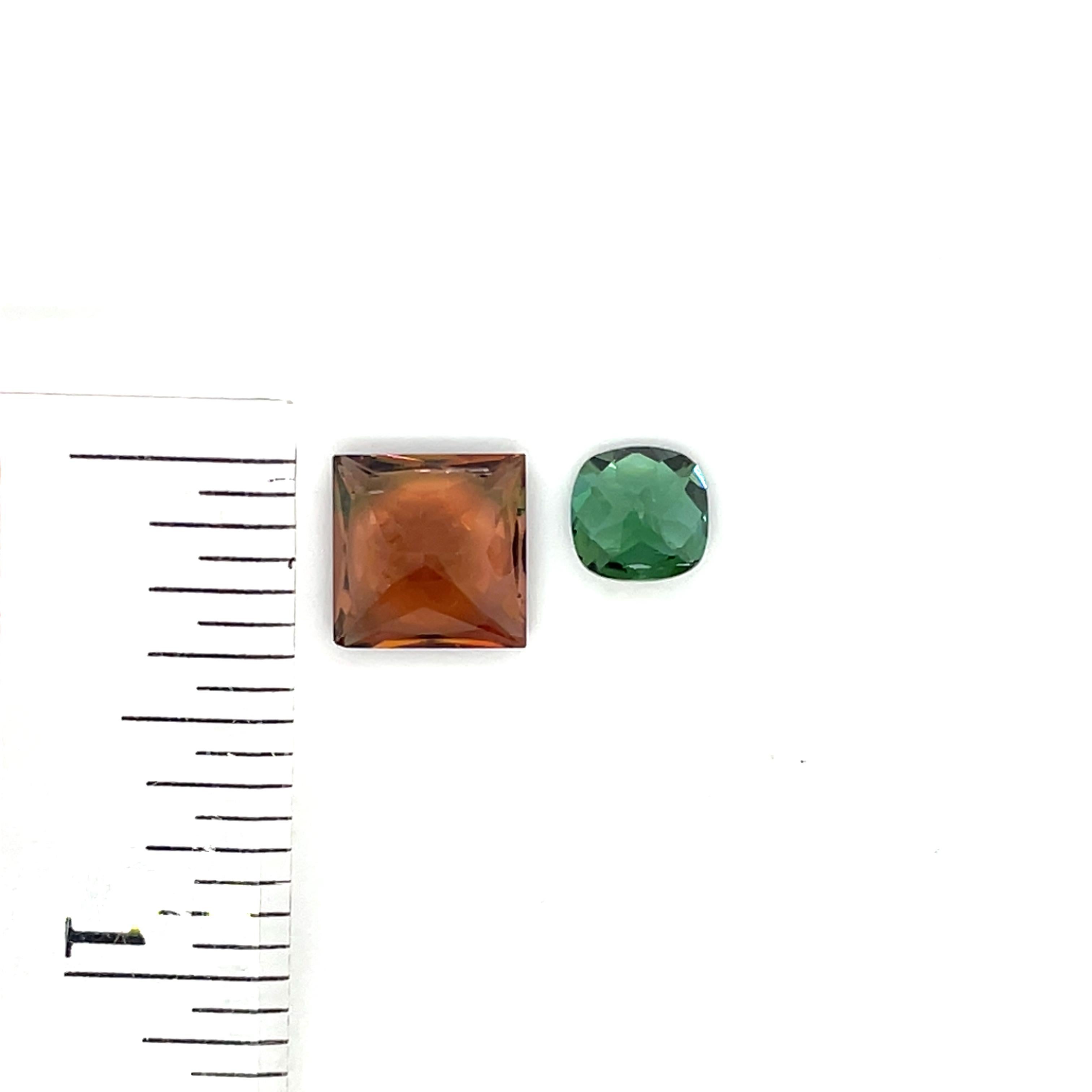 Women's or Men's Brown and Green Tourmaline Set Cts 7.43 For Sale
