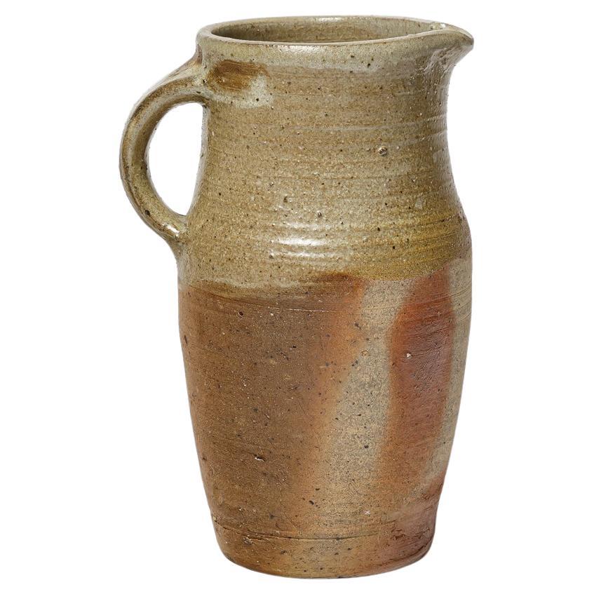 Krug aus braunem und grauem Steingut von Jean-Pierre Turpin La Borne 1970 im Angebot