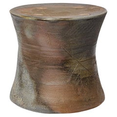Brown and grey unique handmade stoneware ceramic stool or low table B. Chassang