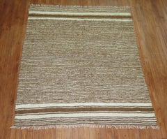 Brown and Ivory Striped Turkish Mohair Rug