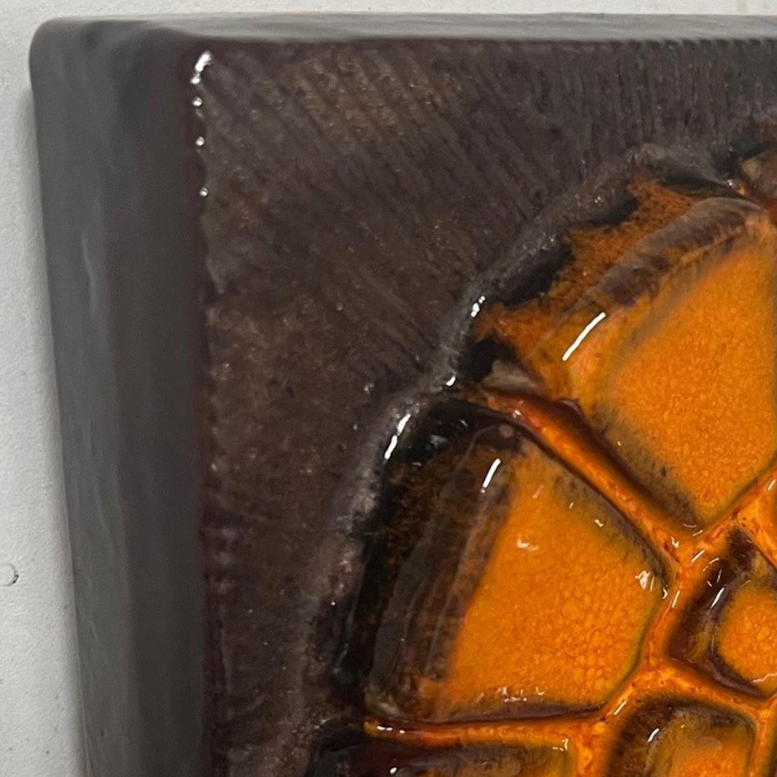Brown and Orange Ceramic Geometric Wall Light, West-Germany For Sale 5