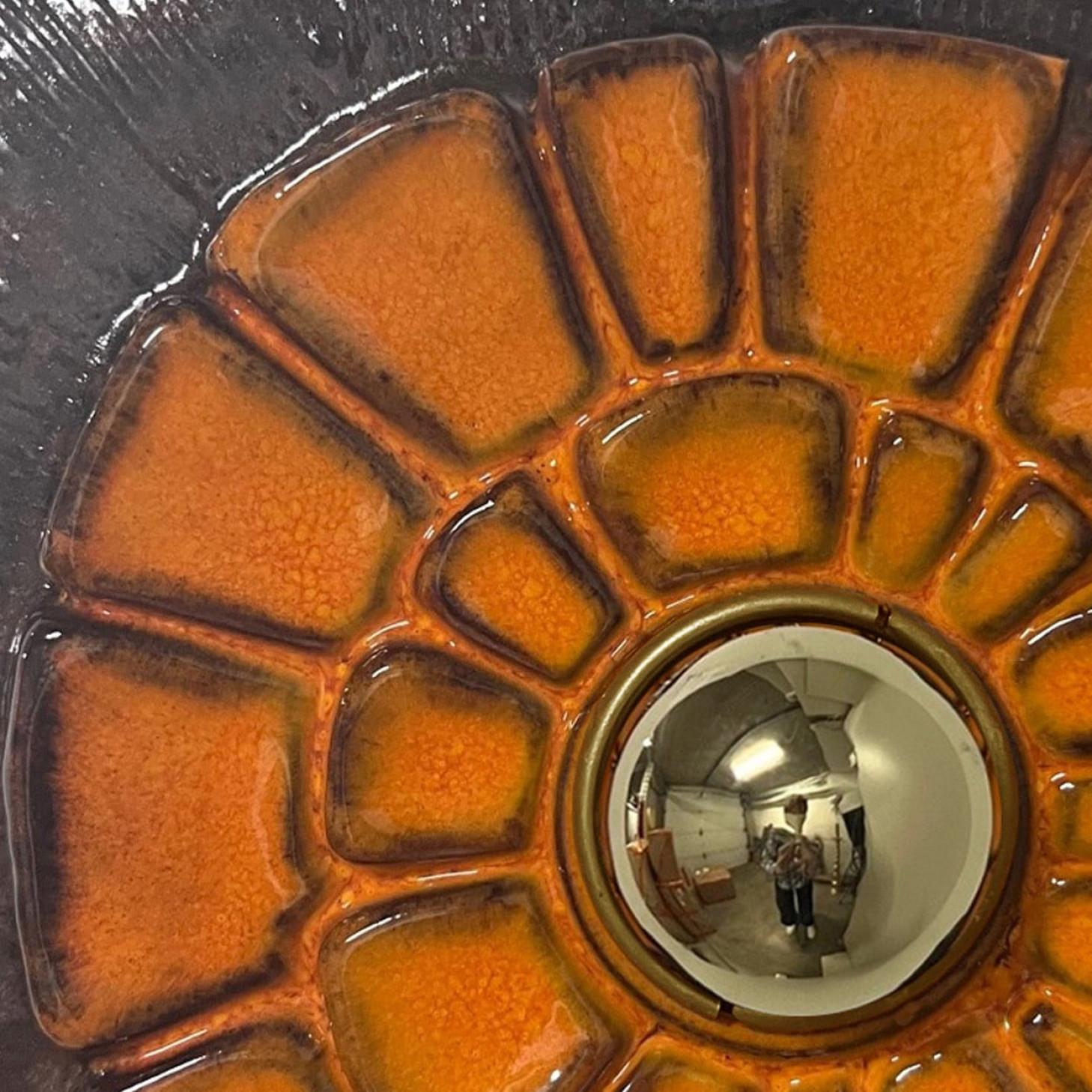 Lampada da parete geometrica in ceramica marrone e arancione, Germania occidentale in vendita 5