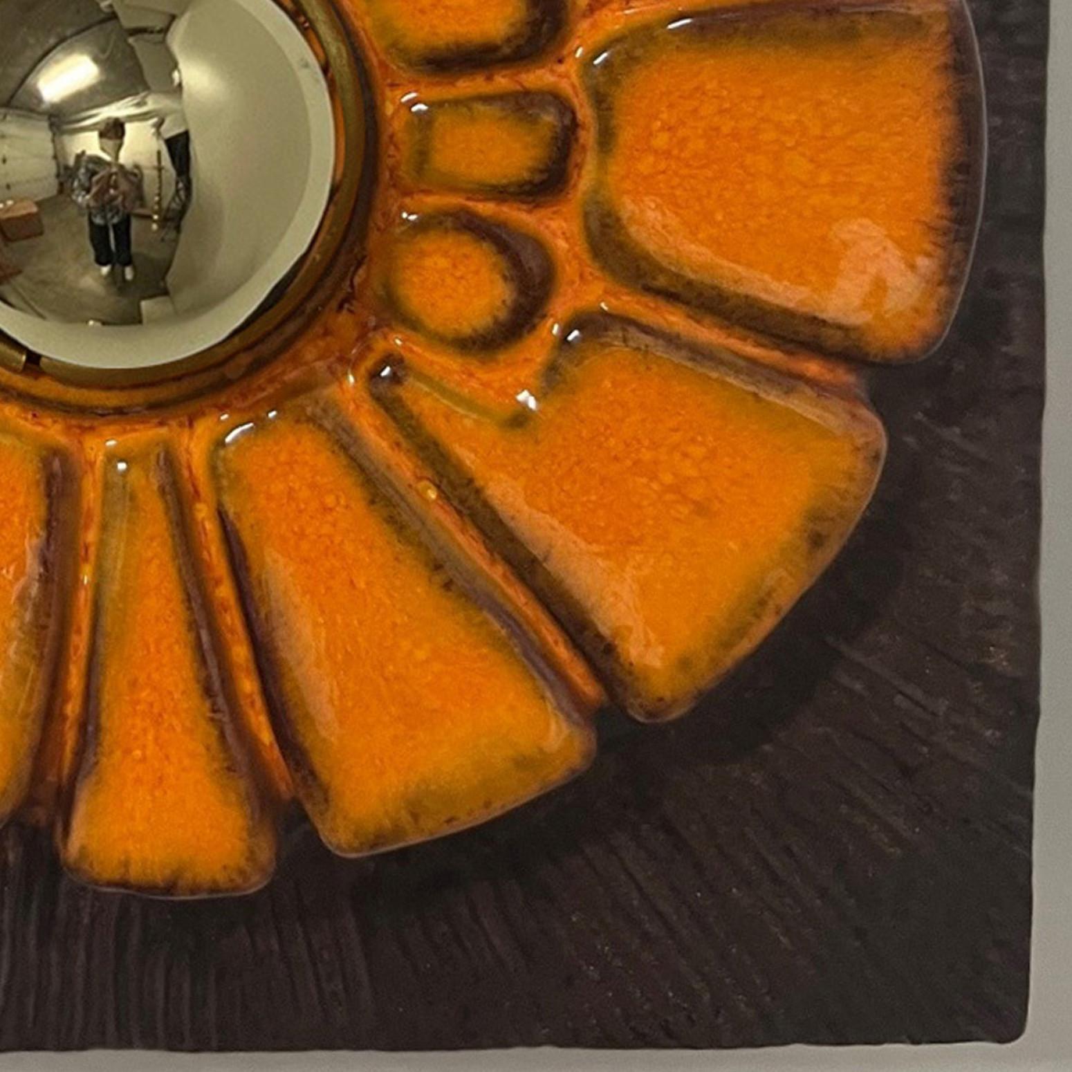 Brown and Orange Ceramic Geometric Wall Light, West-Germany For Sale 8