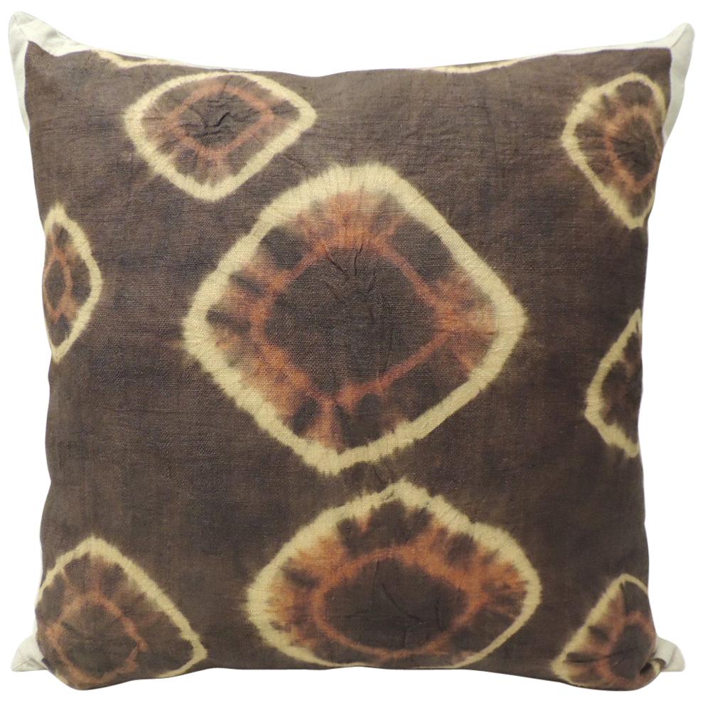 Brown and Orange Vintage Resist Dye African Decorative Pillow