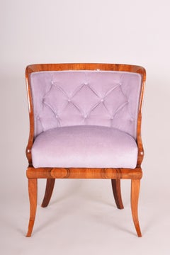 Sillón de Bohemia Marrón y Rosa de Nogal, Década de 1820, Estilo Biedermeier
