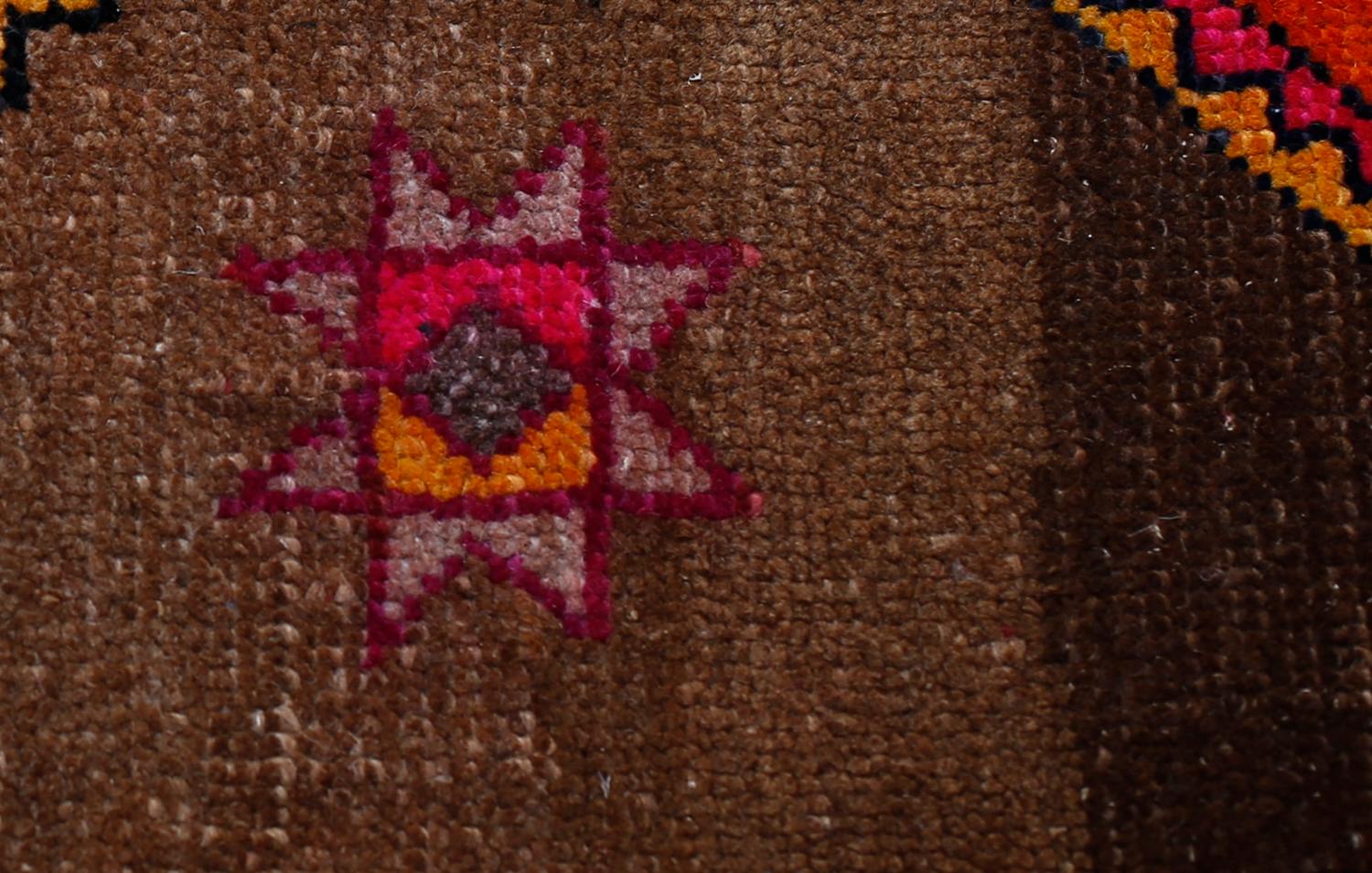 Mid-20th Century Brown and Pink Handmade Wool Turkish Old Anatolian Konya Distressed Rug For Sale