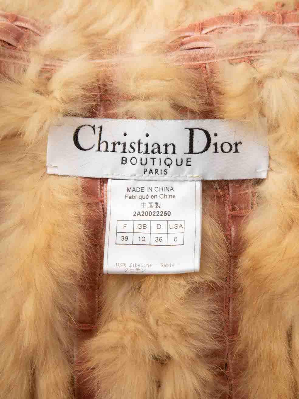 Women's Christian Dior Brown and Pink Real Sable Fur Woven Jacket Size M