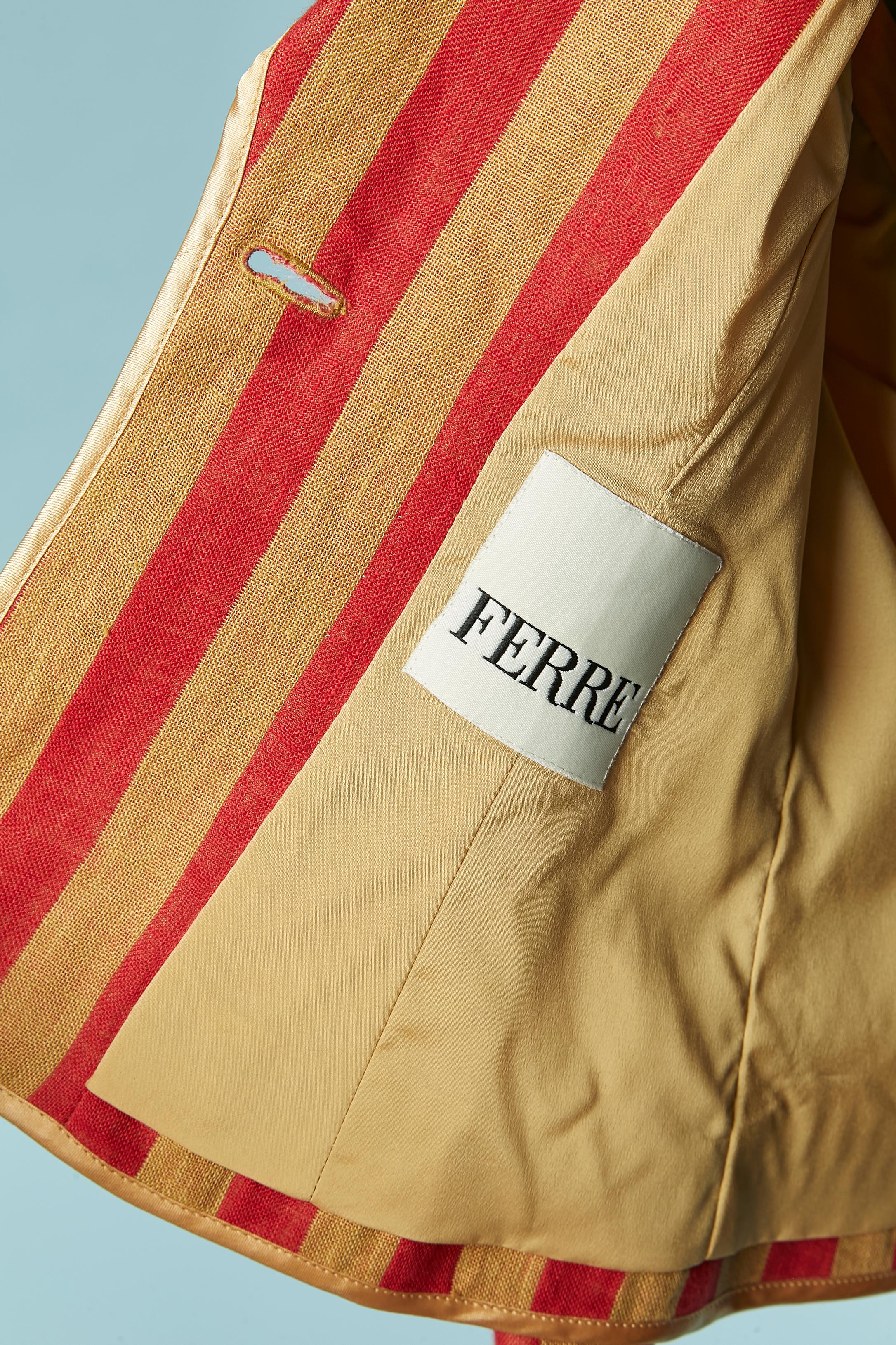 Brown and red striped single breasted jacket FERRE in vendita 8