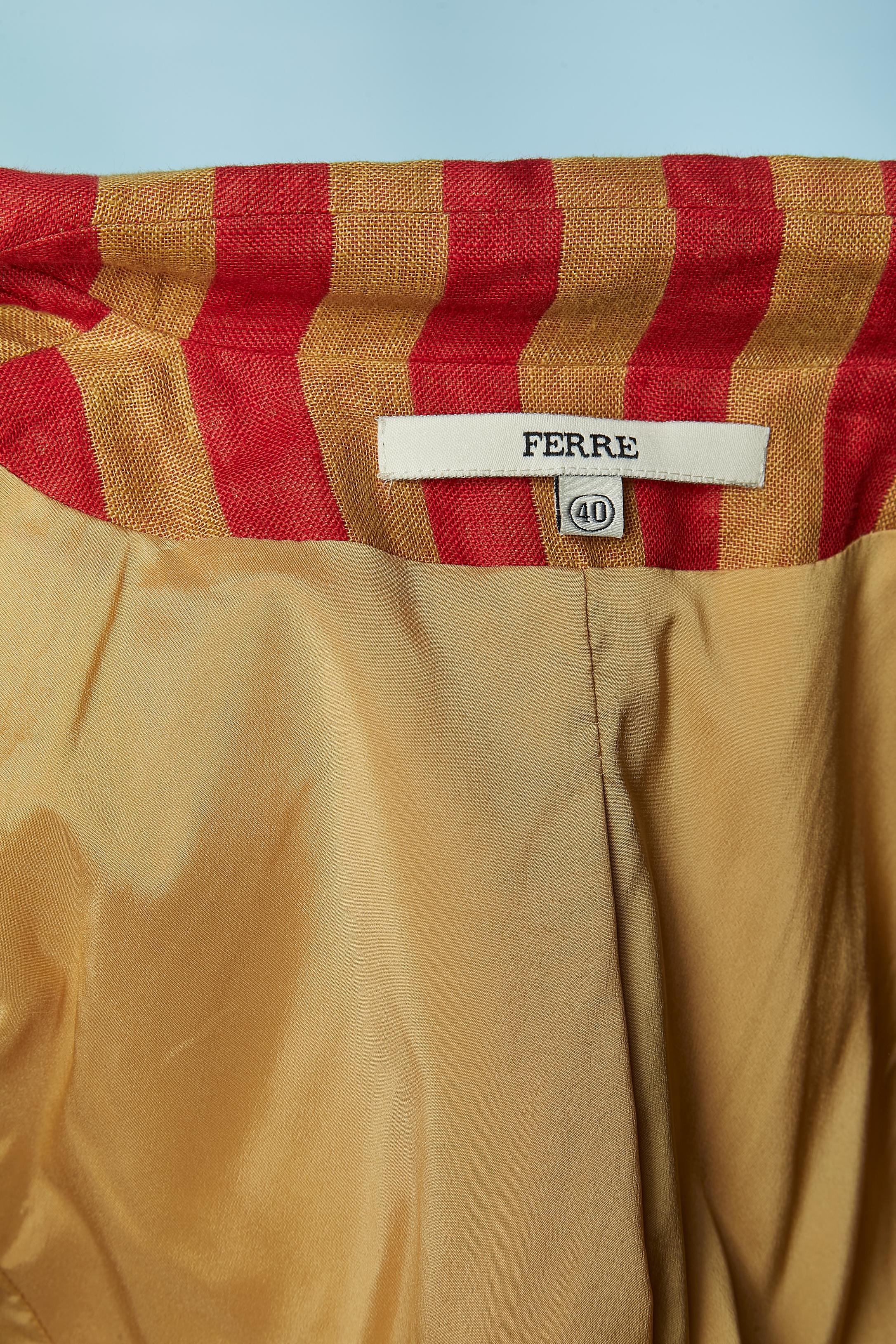 Brown and red striped single breasted jacket FERRE in vendita 9