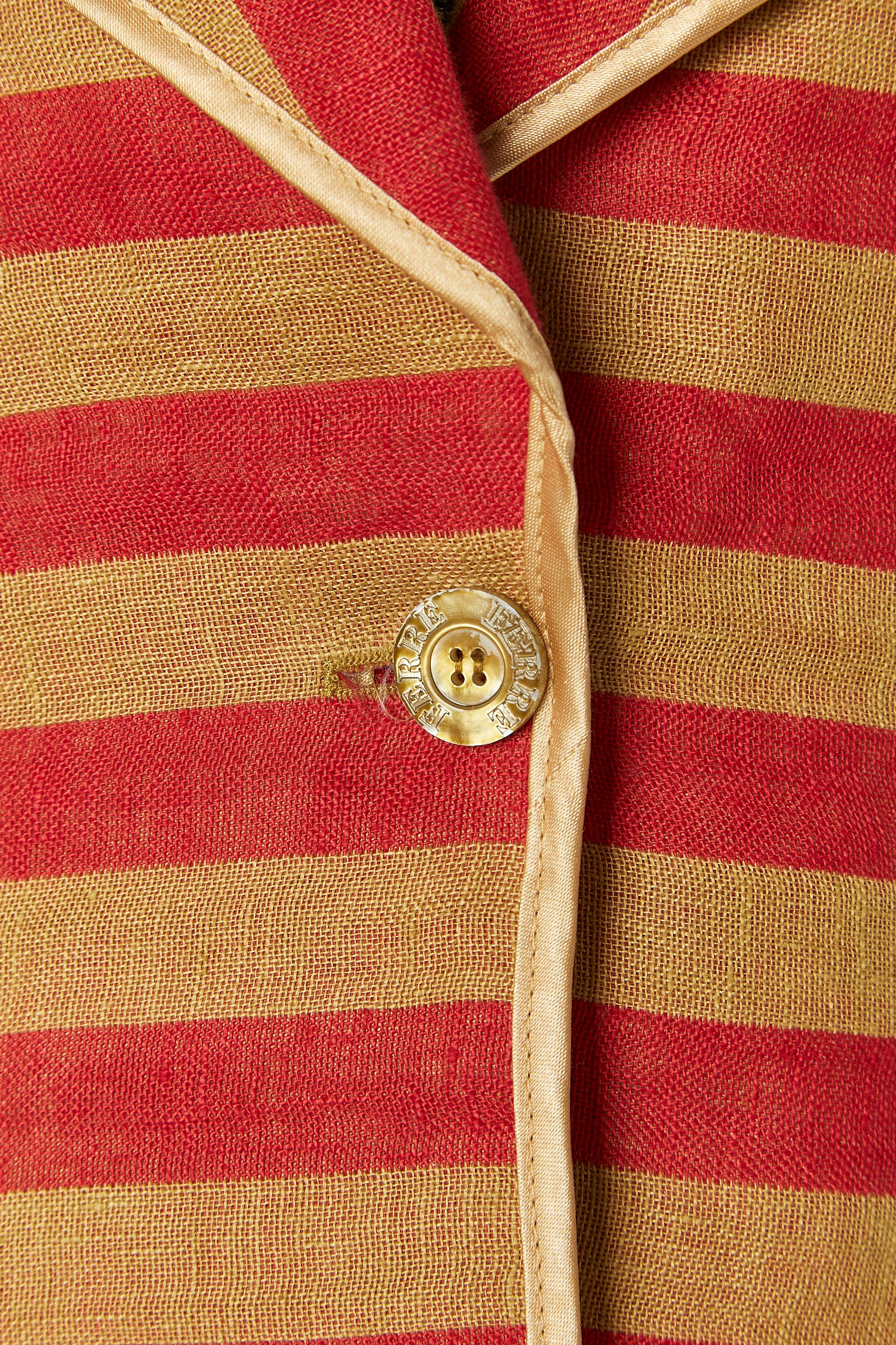Brown and red striped single breasted jacket FERRE In condizioni buone in vendita a Saint-Ouen-Sur-Seine, FR